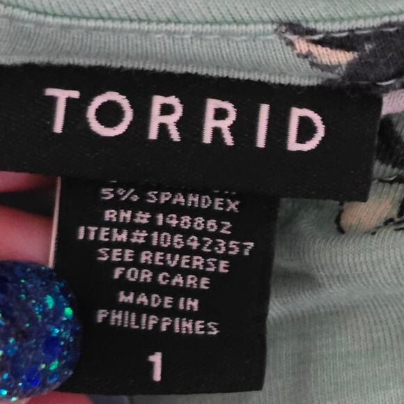 Torrid Mint Green Floral Super Soft Rose Crochet Strap Tank Top Plus Size 1X - Picture 9 of 10